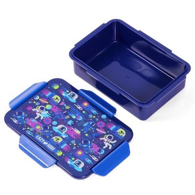 Eazy Kids Lunch Box Set and Tritan Water Bottle w / Carry handle, Astronauts - Blue, 420ml